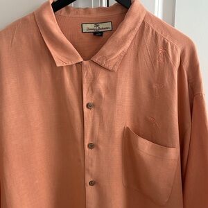Tommy Bahama Peach-Orange Short Sleeve Button-Up